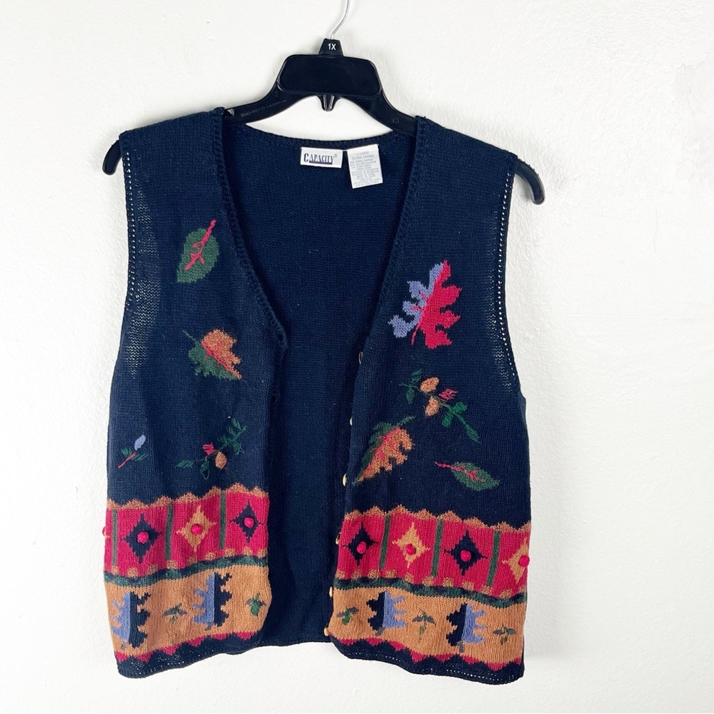 CAPACITY Vintage Fall Inspired V-Neck Button Cardigan Rustic Cabincore, Size XL - Picture 3 of 10